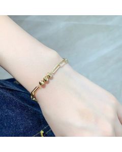 18K Gold Cat Eyeball Checker Handmade Thick Bracelet