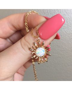 Creative Sun Flower Opal Choker Necklace Female Clavicle Chain