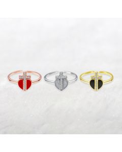 S925 Silver Love Heart Dropper Ring
