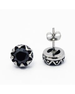 Stainless Steel Crown Stud Earrings Retro Titanium Steel Diamond Earrings Stud Earrings