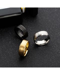 361 Stainless Steel 8mm Wide Matte Double Bevel Simple Men's Ring