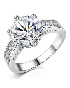 Six-claw gemstone gold ring