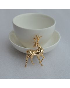 Alloy Three-dimensional Golden Deer Brooch