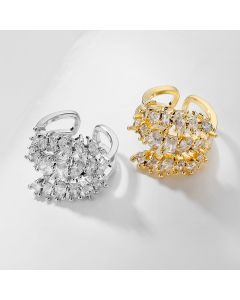 Women's Fashion Retro Temperament Inlaid Geometric Zircon Ring