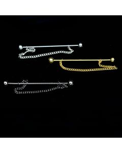 Ball Word Collar Pin Metal Chain Tassel