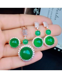 Natural Green Chalcedony Set Ice Type Zhengyang Green Crystal