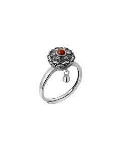 Buddhist Jewelry Turning Cylinder Six-Character Mantra Transfer Ring Enamel Lotus Rotating Ring