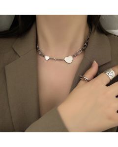 Simple Love Heart Necklace Asymmetric Clavicle Chain