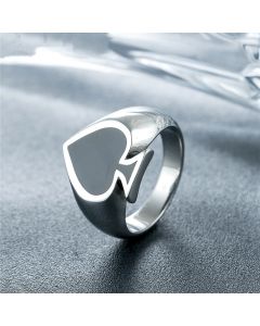 Magician Playing Cards Spade Men's Titanium Steel Ring