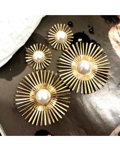 Long Earrings Round Earrings With Artificial Pearl Temperament