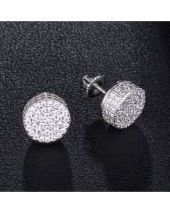Hip-hop Earrings Copper Micro-inlaid Zircon Double-layer Round Earrings