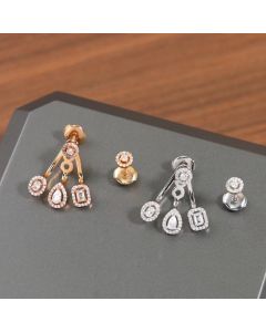 Women's Fashion Geometry Pattern Design Niche Zircon Rose Gold Earrings