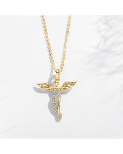Sterling Silver Angel Wings With Zircon Necklace