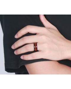 Tungsten steel wood grain inlaid ring