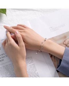 S925 Sterling Silver Double Layer Star Bracelet Female