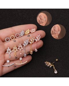 Leaf pendant delicate earrings stainless steel