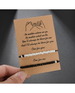 Simple Black And White Bead Double-layer Couple Bracelet
