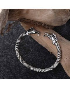 Beowulf Regalia Handcrafted Stainless Steel Dragon Head Torc Bracelet