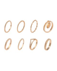 Metal Creative Gold Ring Set Female Style Simple Trend Alloy Ring Multi-piece Set