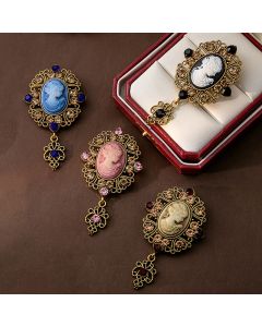 Medieval Beauty Head Brooch Retro Court