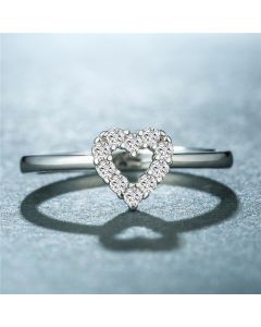 Hollow Fashion Heart-Shaped Zrcon Ladies Ring