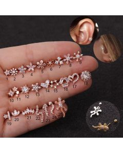 Micro-inlaid zircon ear bone nails