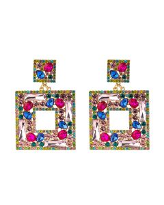 Rhinestones, Glass And Full Diamond Earrings