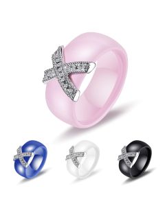 Couple Couple Rings Black And White Ceramic X Ring