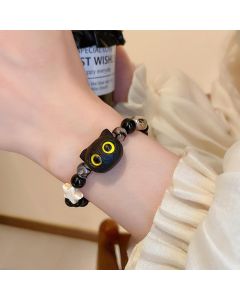 Cartoon Sweet Cool Style Fashion Cat Natural Stone Beaded Bracelet