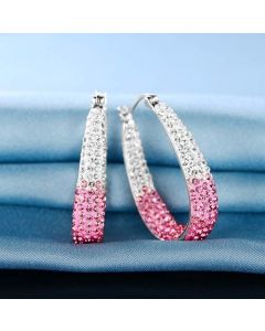 Simple Two Tone Full Diamond Circle Simple Earrings For Women