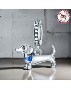 DIY Bracelet Ornament 925 Sterling Silver Sausage Dog Pendant