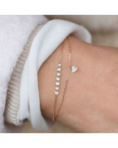 Double heart-shaped crystal bracelet