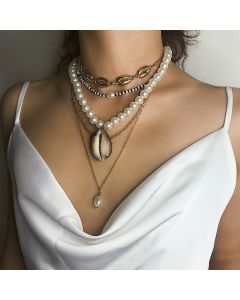 Irregular Pearl Shell Multilayer Necklace