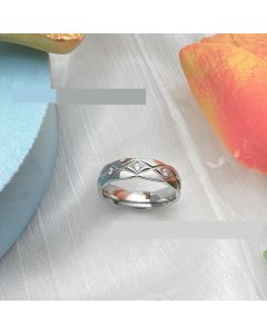 Cross Pattern Diamond Check Ring With Four Diamonds