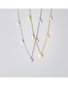 Silver Necklace Star And Moon Temperament Single Diamond Clavicle Chain