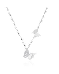 Small  Temperament Light Dance Three-dimensional Frosted Double Butterfly Necklace