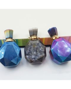 New Natural Agate Crystal Cluster Bottled Pendant