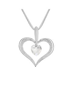 Fashion Full Diamond Alloy Peach Heart Pendant Necklace