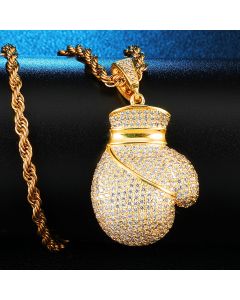 Zircon gold boxing gloves Pendant Necklace