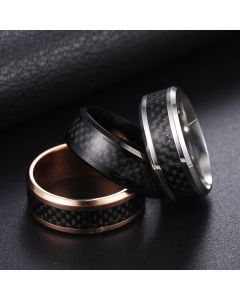 New Stainless Steel Men's Carbon Fiber Ring