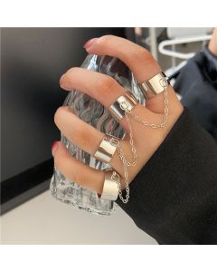 European And American Jewelry Conjoined Geometric Chain Combination Ring