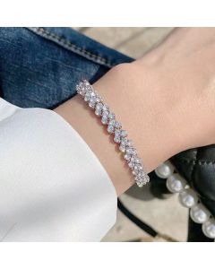 Heart-shaped Diamond Gold And Silver Plated Roman Bracelet