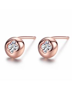 Simple S925 Sterling Silver Earrings With 3A Zircon Electroplating Rose Gold Fashion