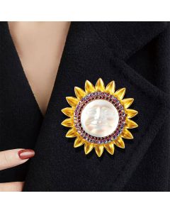 Heavy Industry Sun Smiley Face Brooch Alloy Baroque Clothing Accessories