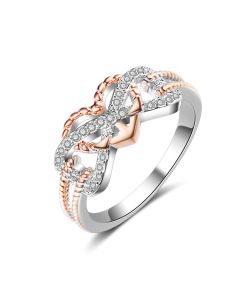 Fashion Heart-shaped Two-tone Rose Gold Ring