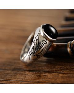 Vintage Thai Silver Black Agate Ring