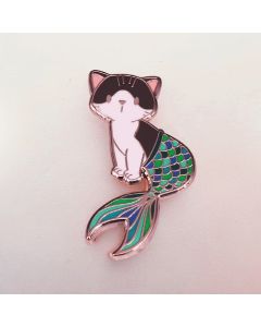 Cute Cartoon Mermaid Cat Brooch Pin Enamel Badge