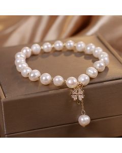 Natural Freshwater Pearl Bracelet Light Luxury Four-leaf Clover Simple Hand Jewelry