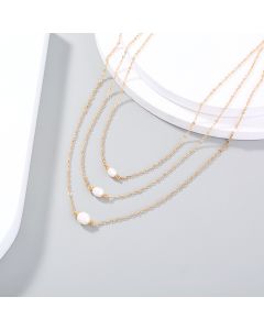 Natural Rice Bead Multi Layer Necklace Simple Cold Wind