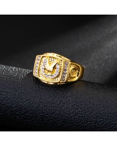 Gold silver diamond horse head men's ring
